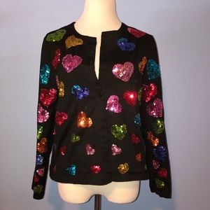 Michael Simon medium black jacket with sequin hearts